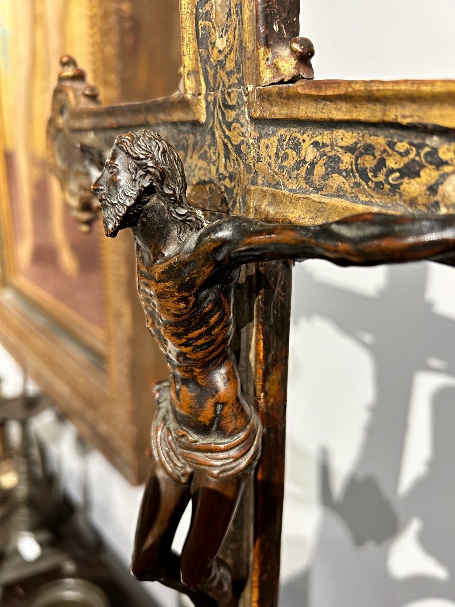 "Cristo vivo" bronzo di Antonio Susini e atelier, su croce astile '500esca.-photo-2