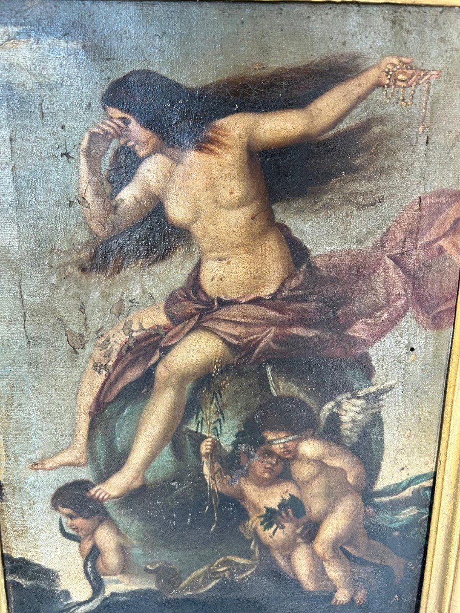Allegoria della fortuna, olio su tela fine XVII, primi XVIII secolo.-photo-2
