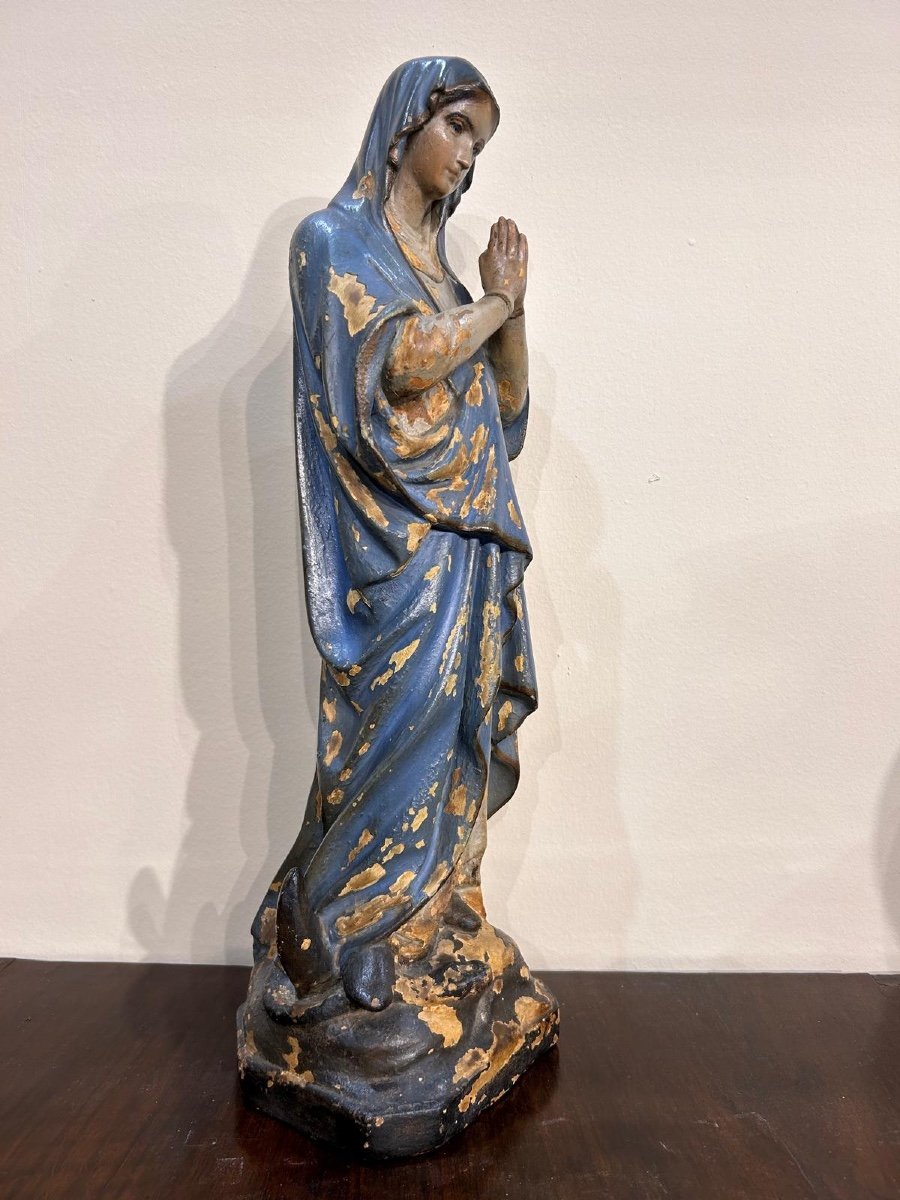 Scultura in cartapesta policroma raffigurante Maria Immacolata. Centro Italia, XVIII secolo.-photo-3