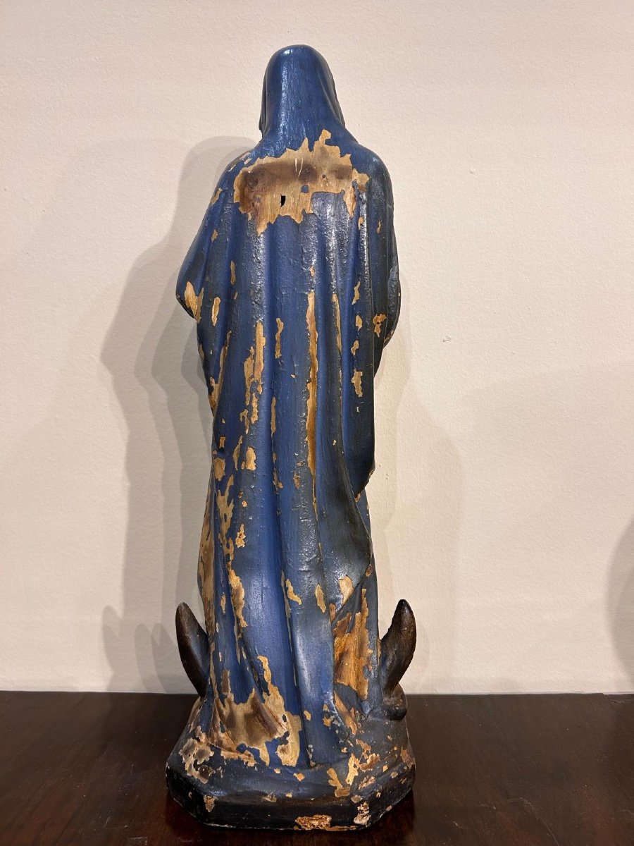 Scultura in cartapesta policroma raffigurante Maria Immacolata. Centro Italia, XVIII secolo.-photo-4