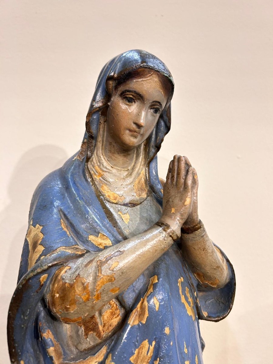 Scultura in cartapesta policroma raffigurante Maria Immacolata. Centro Italia, XVIII secolo.-photo-2