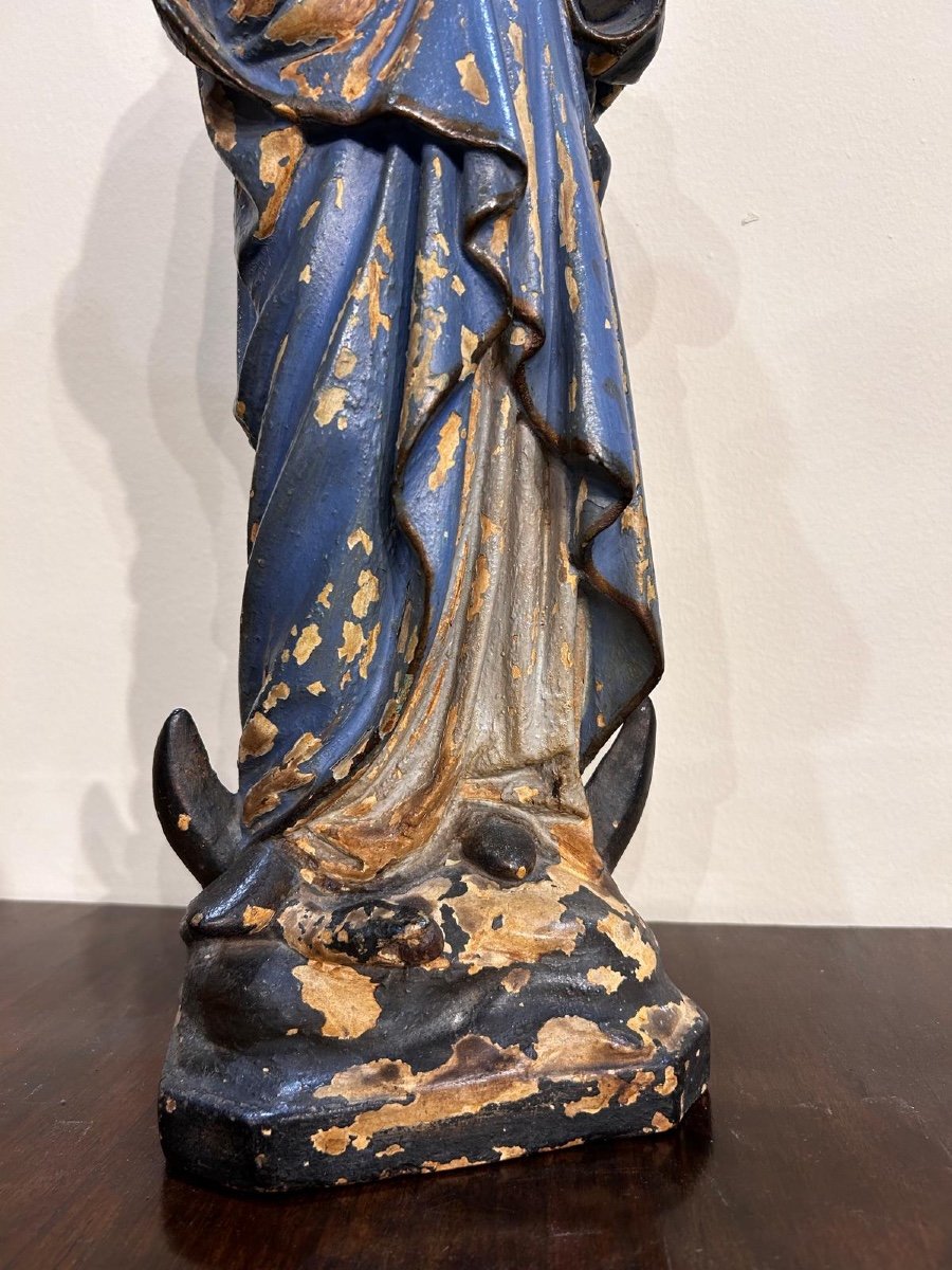 Scultura in cartapesta policroma raffigurante Maria Immacolata. Centro Italia, XVIII secolo.-photo-5