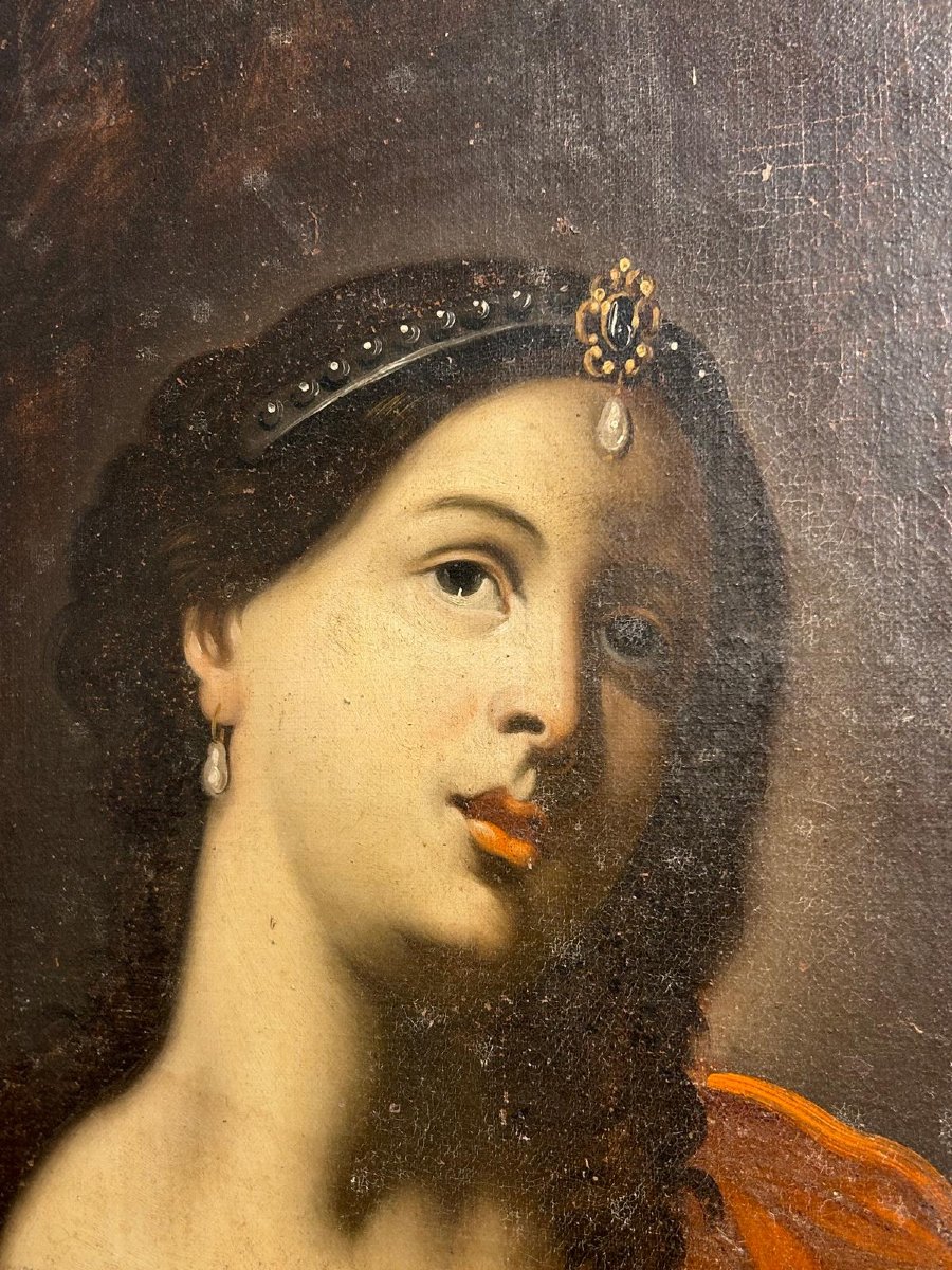 Morte di Cleopatra, seconda metà del XVII secolo. (113 x 152cm con cornice antica)-photo-2