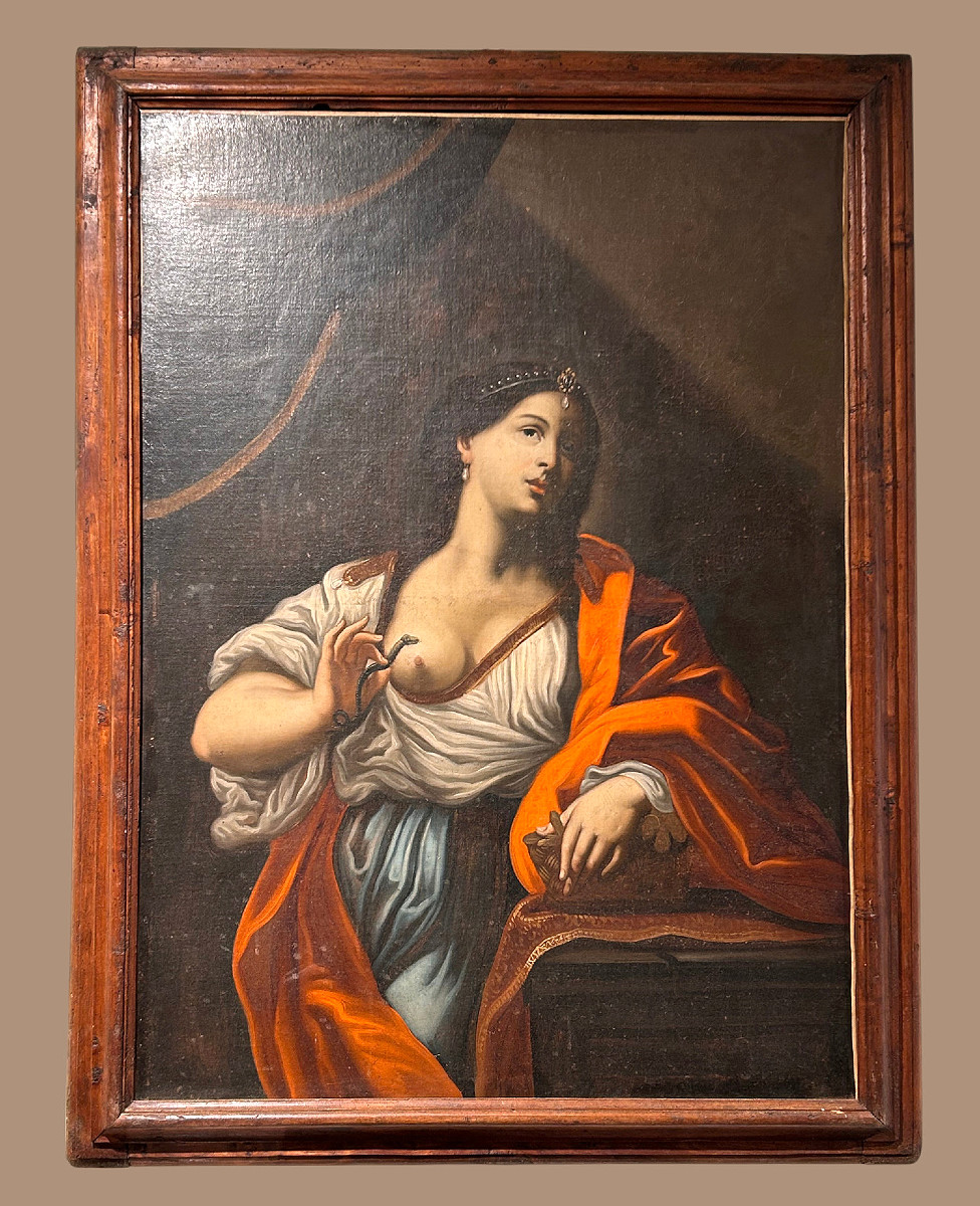 Morte di Cleopatra, seconda metà del XVII secolo. (113 x 152cm con cornice antica)