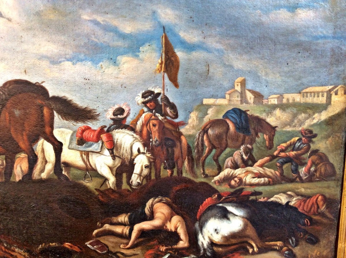 "Ritiro dalla Battaglia" attr.le a Christian Reder (Lipsia 1656 - Roma 1729)-photo-3
