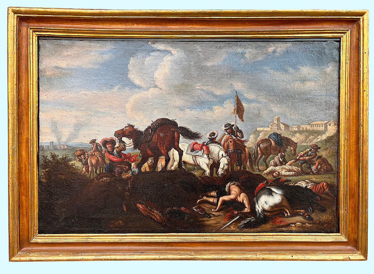 "Ritiro dalla Battaglia" attr.le a Christian Reder (Lipsia 1656 - Roma 1729)