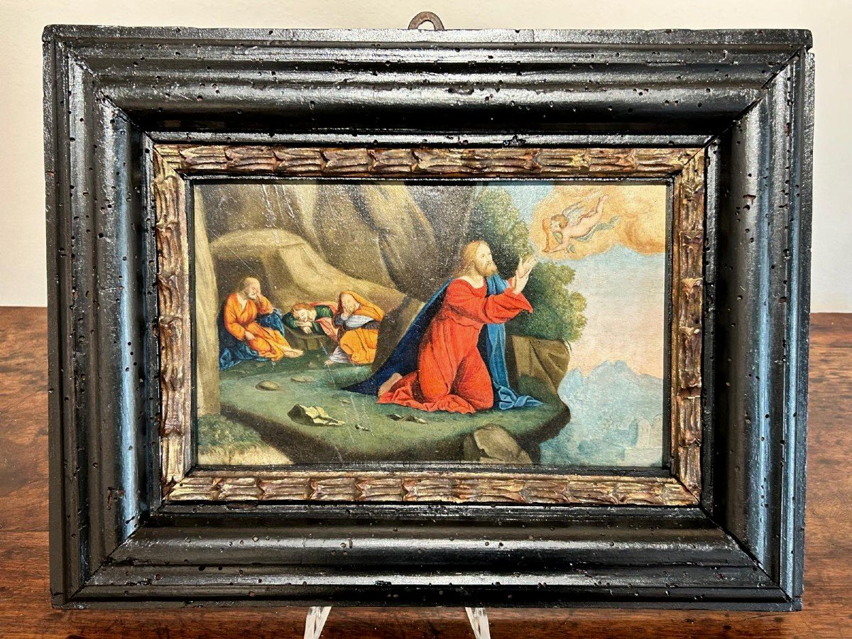 Orazione nell'orto del Getsemani, olio su tavola di scuola ferrarese del XVI secolo.-photo-2