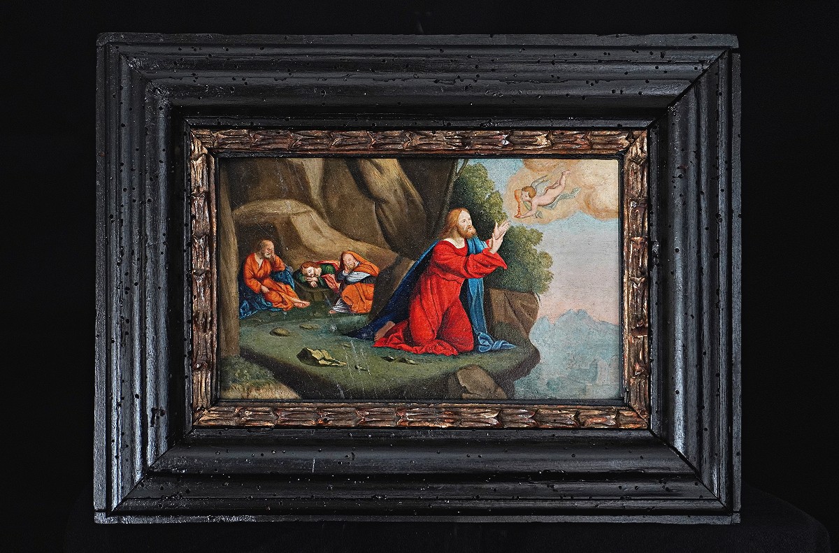 Orazione nell'orto del Getsemani, olio su tavola di scuola ferrarese del XVI secolo.
