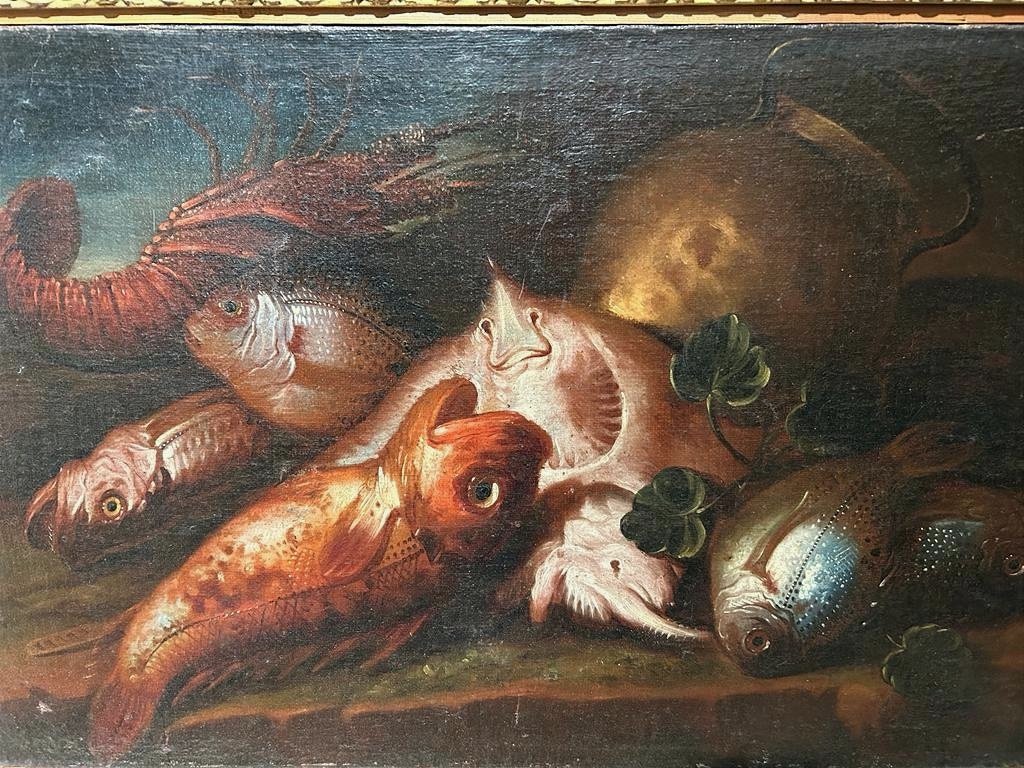 Natura morta di pesci e crostacei, bottega dei Recco, Elena Recco (?).-photo-2