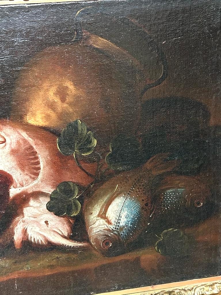 Natura morta di pesci e crostacei, bottega dei Recco, Elena Recco (?).-photo-1