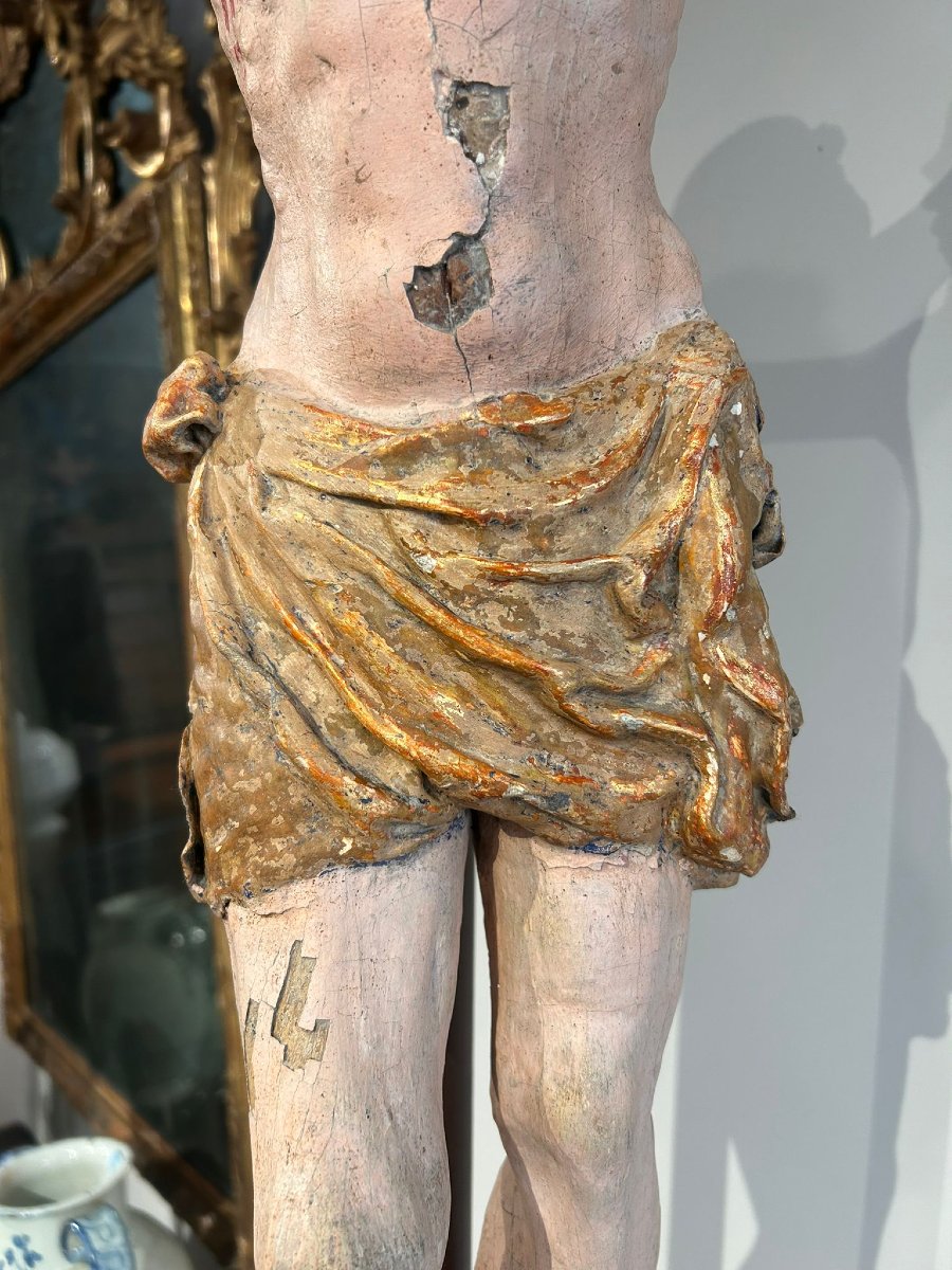 "Cristo patiens" in legno con policromia originale, Italia centrale primi del XVIs.-photo-3