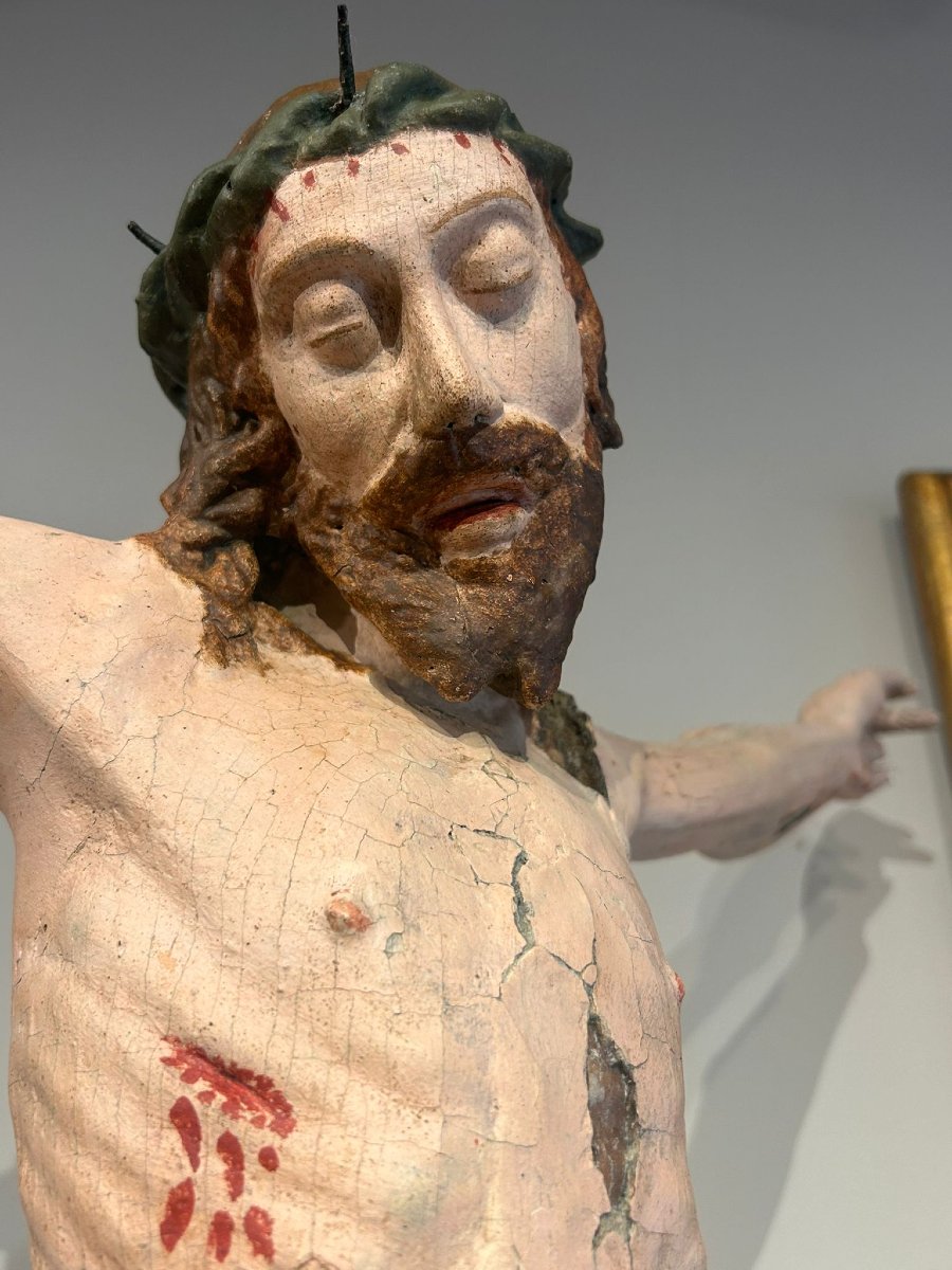 "Cristo patiens" in legno con policromia originale, Italia centrale primi del XVIs.-photo-4