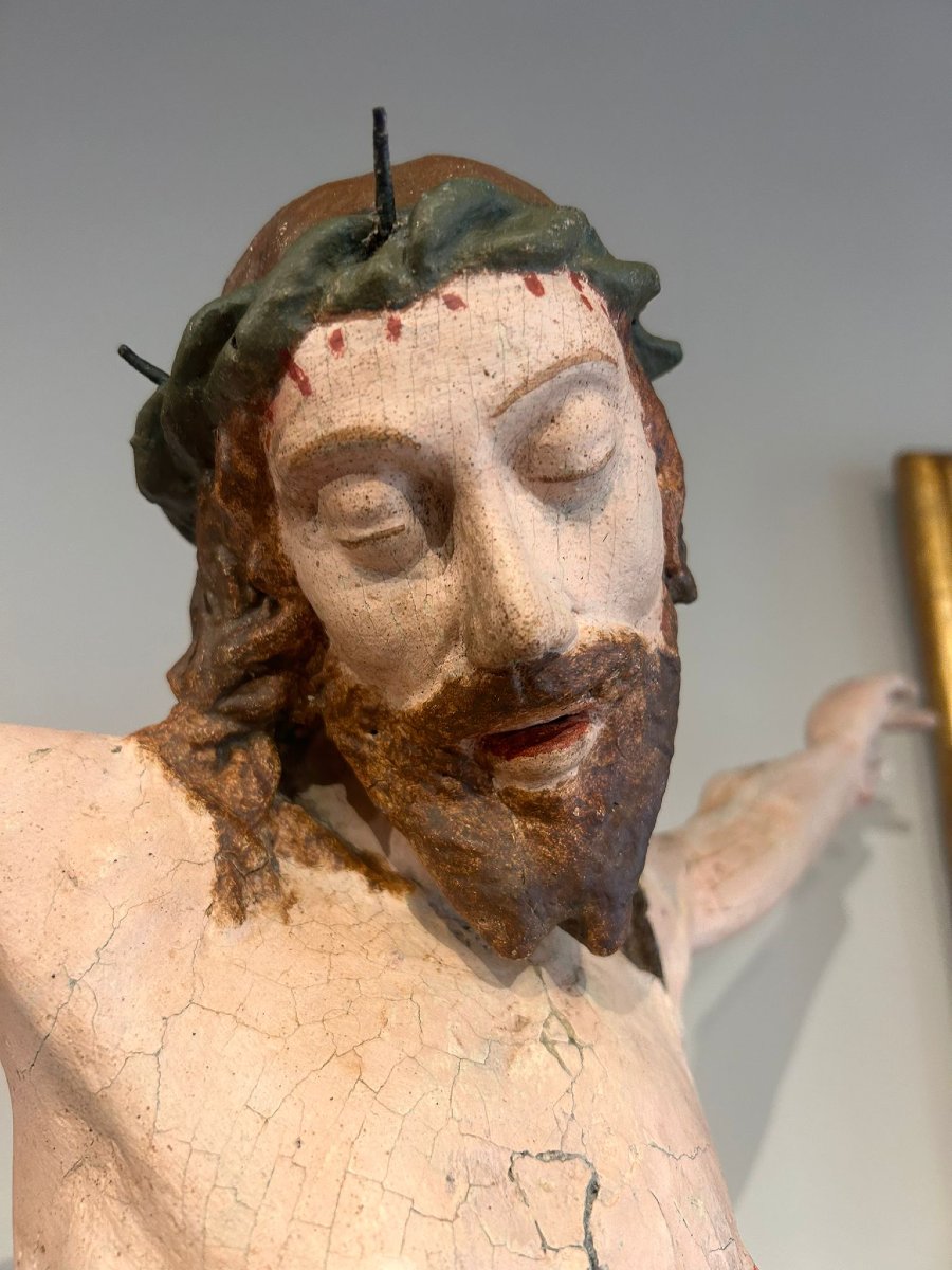 "Cristo patiens" in legno con policromia originale, Italia centrale primi del XVIs.-photo-1
