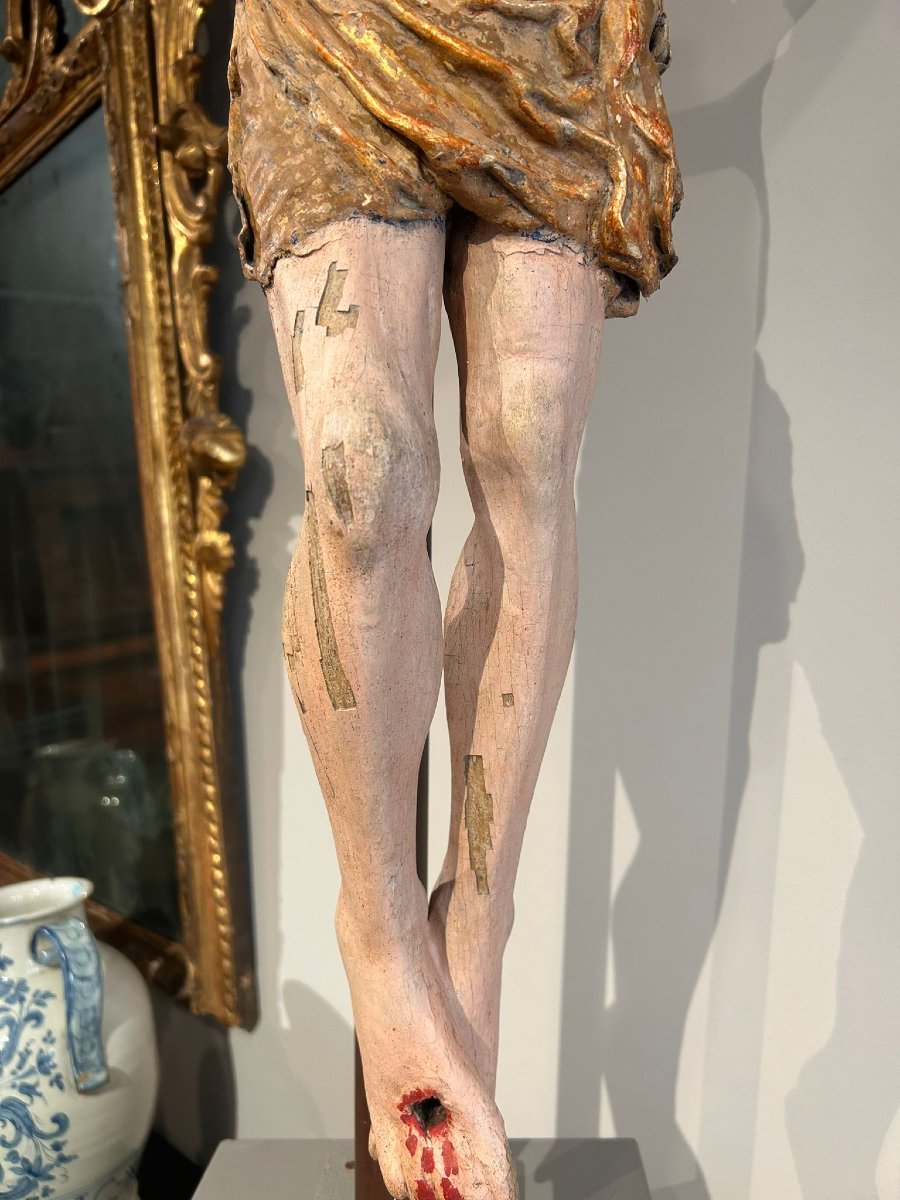"Cristo patiens" in legno con policromia originale, Italia centrale primi del XVIs.-photo-4