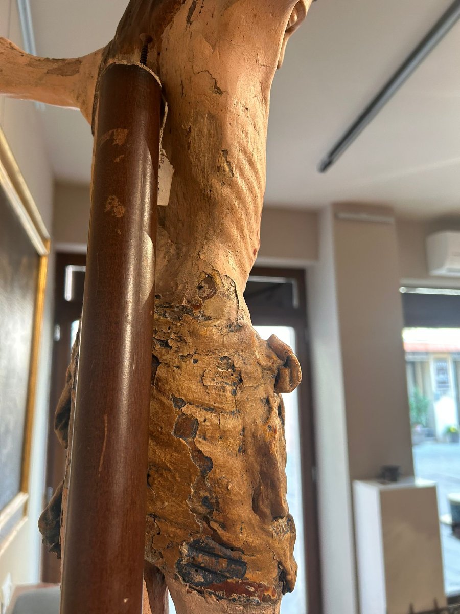 "Cristo patiens" in legno con policromia originale, Italia centrale primi del XVIs.-photo-6