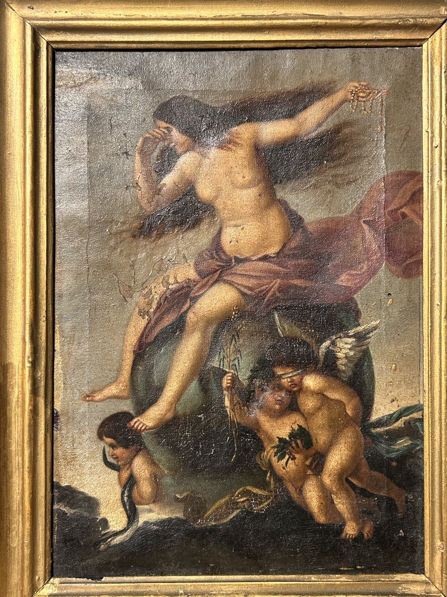 Allegoria della fortuna da Salvator Rosa, olio su tela fine XVII, primi XVIII secolo.-photo-2