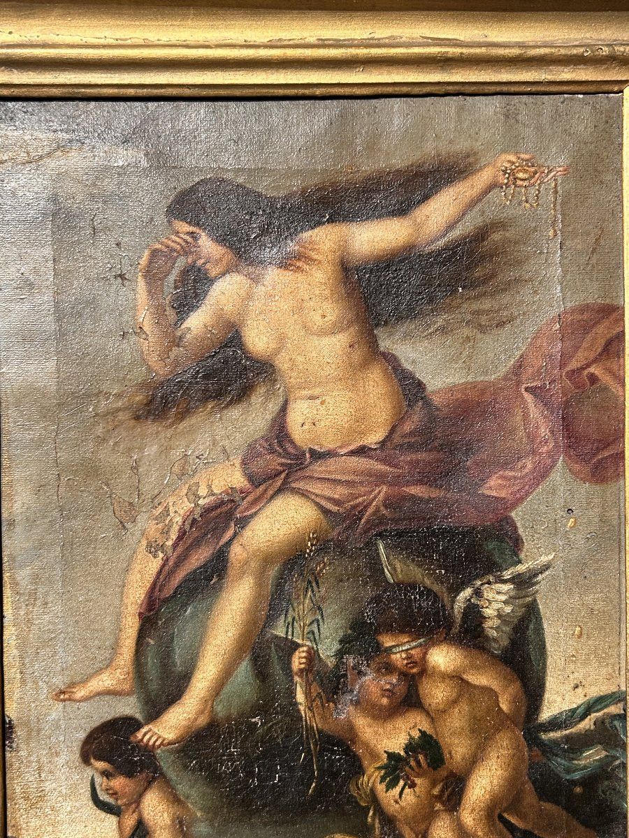 Allegoria della fortuna da Salvator Rosa, olio su tela fine XVII, primi XVIII secolo.-photo-1