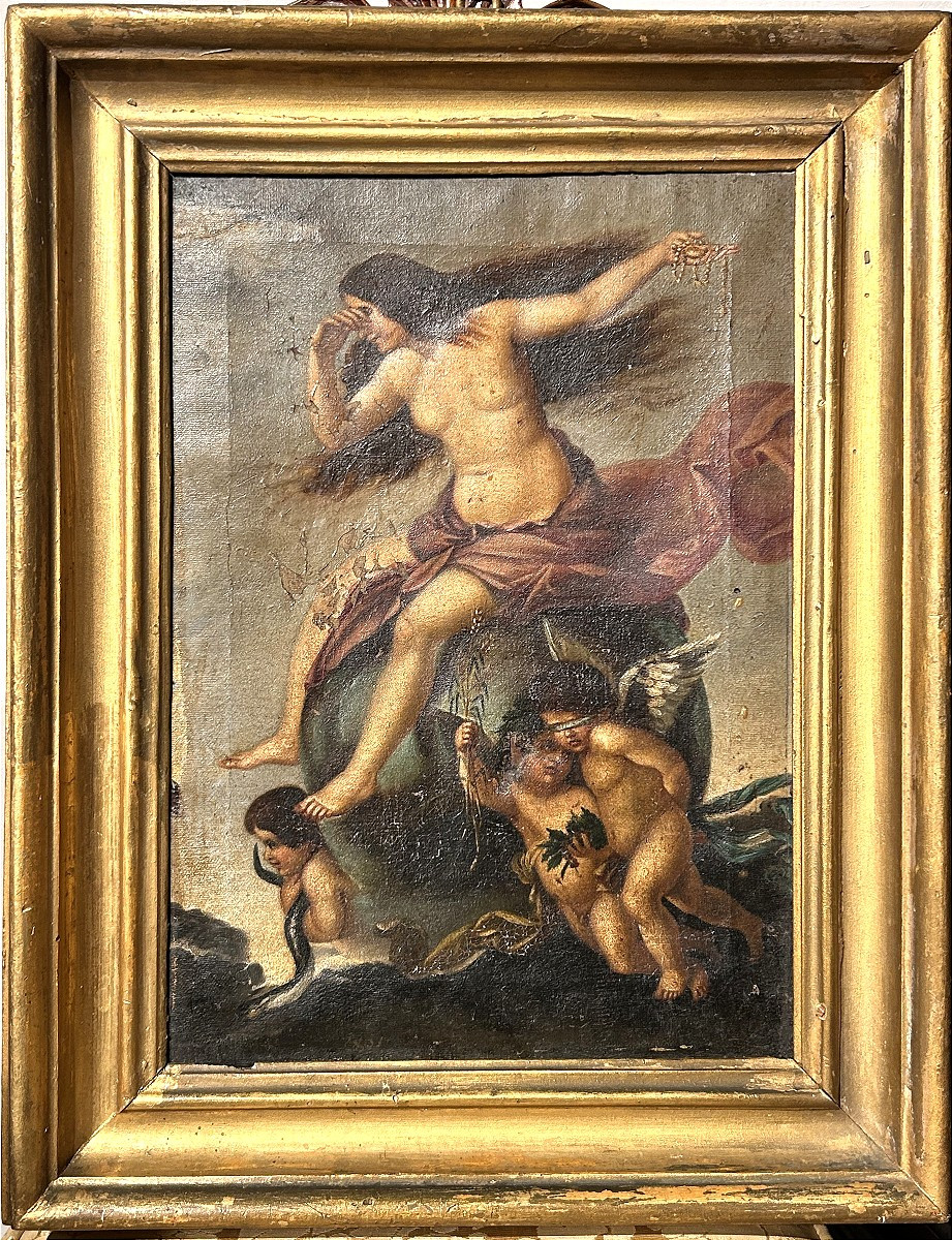 Allegoria della fortuna da Salvator Rosa, olio su tela fine XVII, primi XVIII secolo.