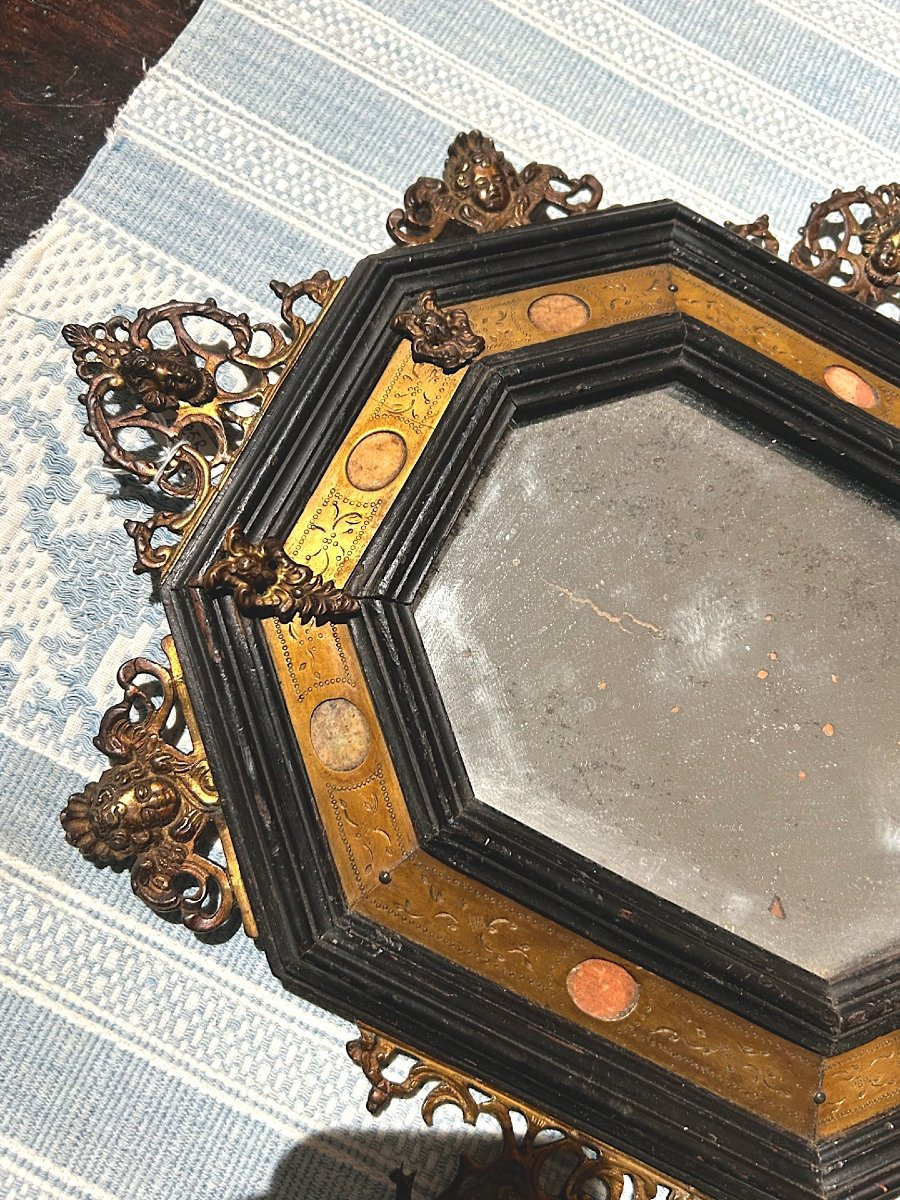 Elegante cornice con specchio del seicento romano.-photo-2