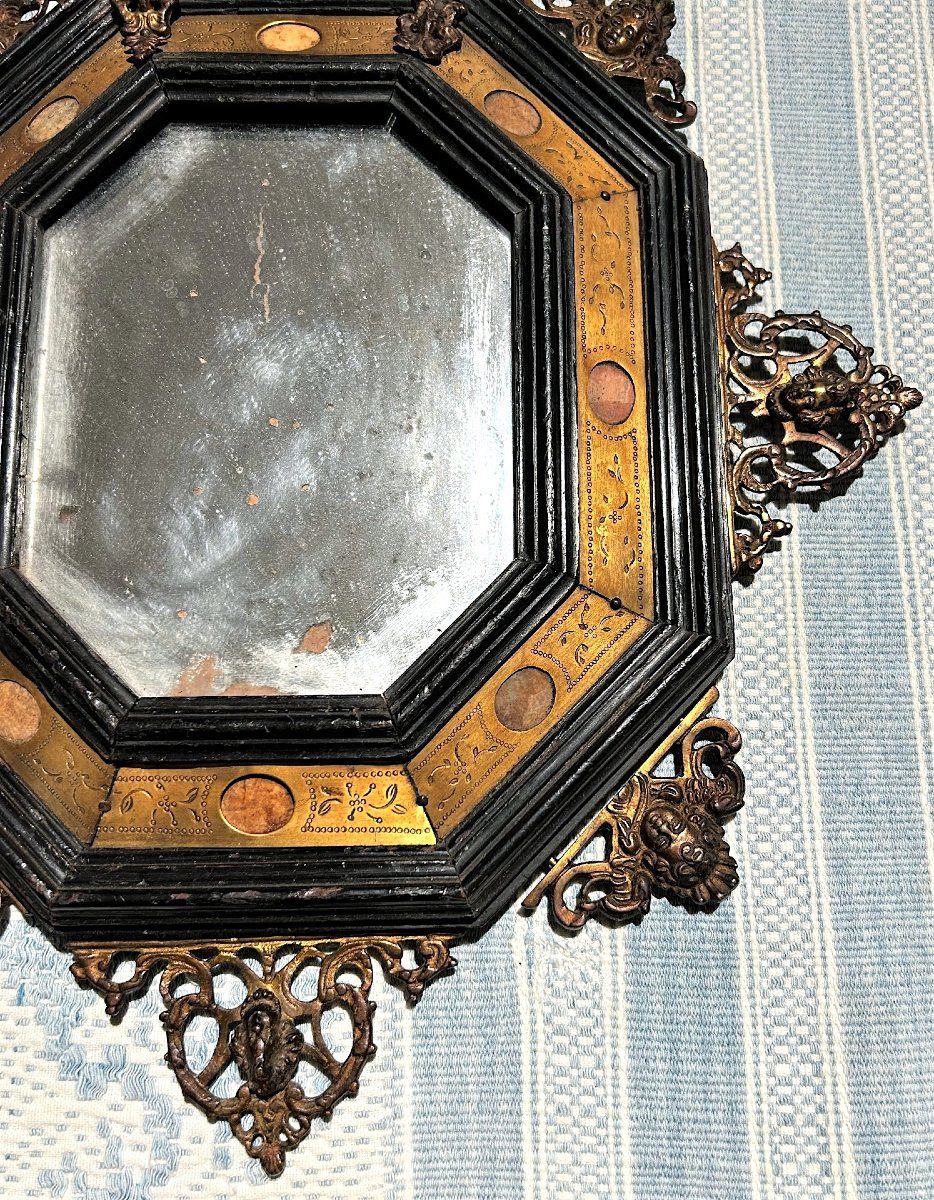 Elegante cornice con specchio del seicento romano.-photo-3