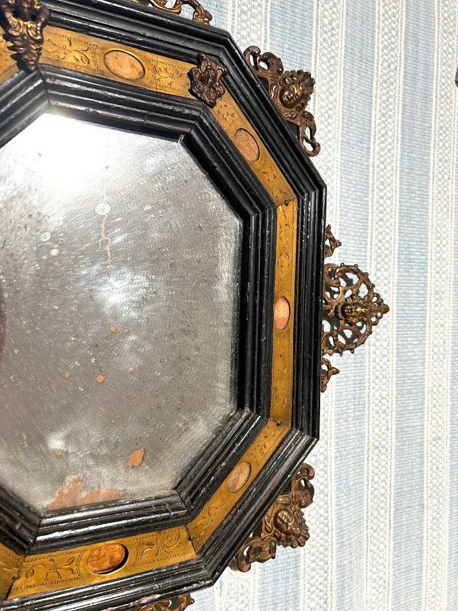 Elegante cornice con specchio del seicento romano.-photo-1