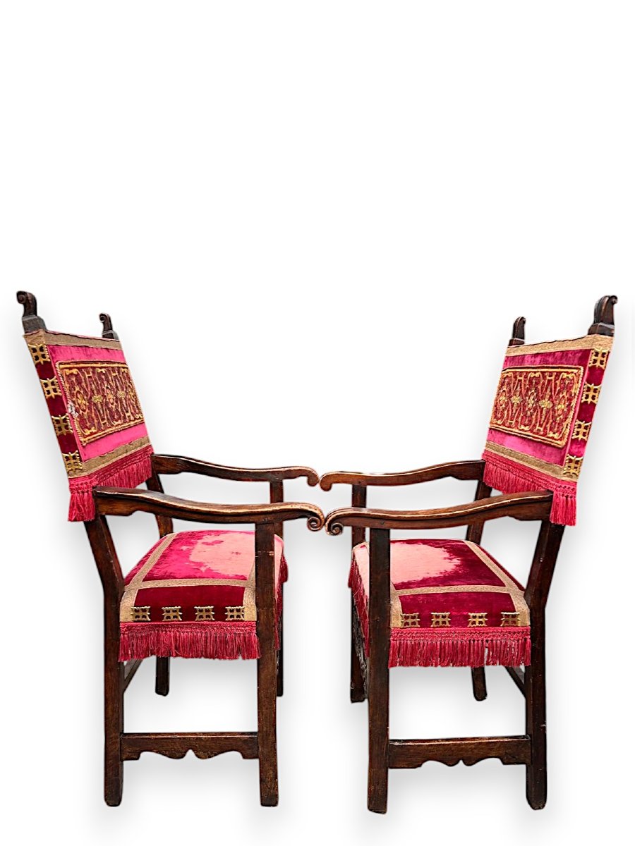 Seggioloni a cartella del seicento in noce, Lombardia.-photo-4