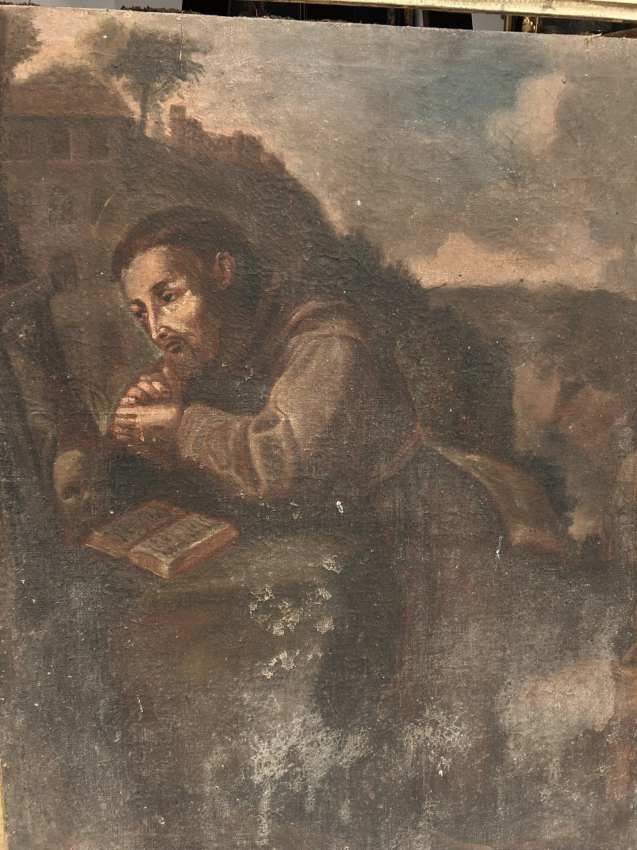 Interessante coppia di dipinti devozionali in cornici coeve. Italia centrale, XVII secolo.-photo-4