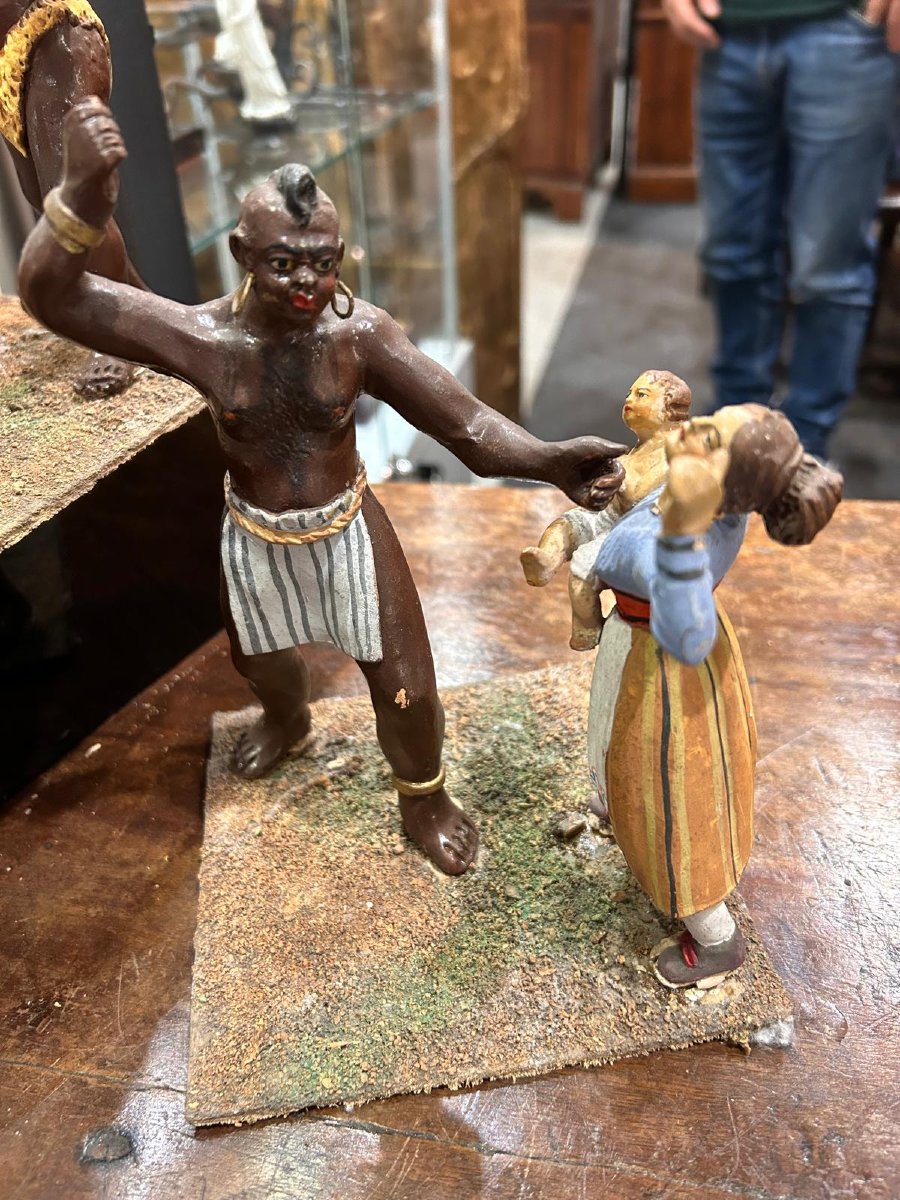 Antico diorama composto da statue in terracotta  raff. strage degli innocenti, Napoli XIX sec.-photo-3