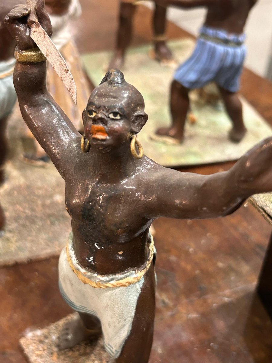 Antico diorama composto da statue in terracotta  raff. strage degli innocenti, Napoli XIX sec.-photo-7