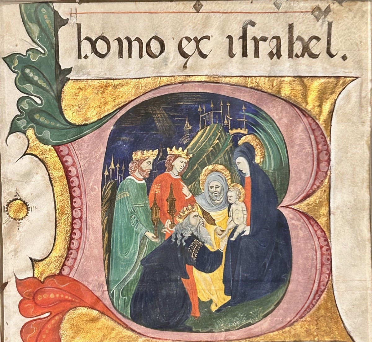 Lettera "B", Capolettera miniato da antifonario. Italia settentrionale, seconda metà del XV sec