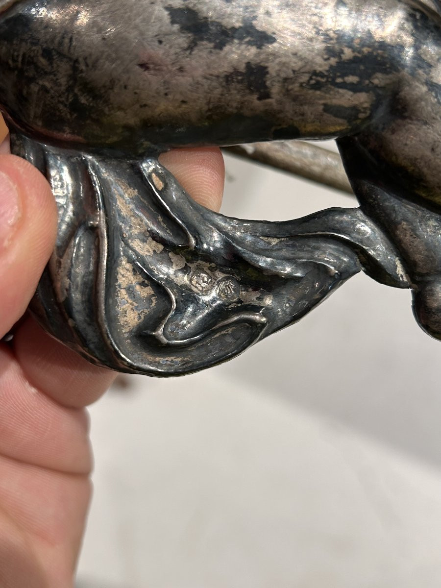 Coppia di putti reggi lume della prima metà dell'Ottocento, Francia.-photo-4