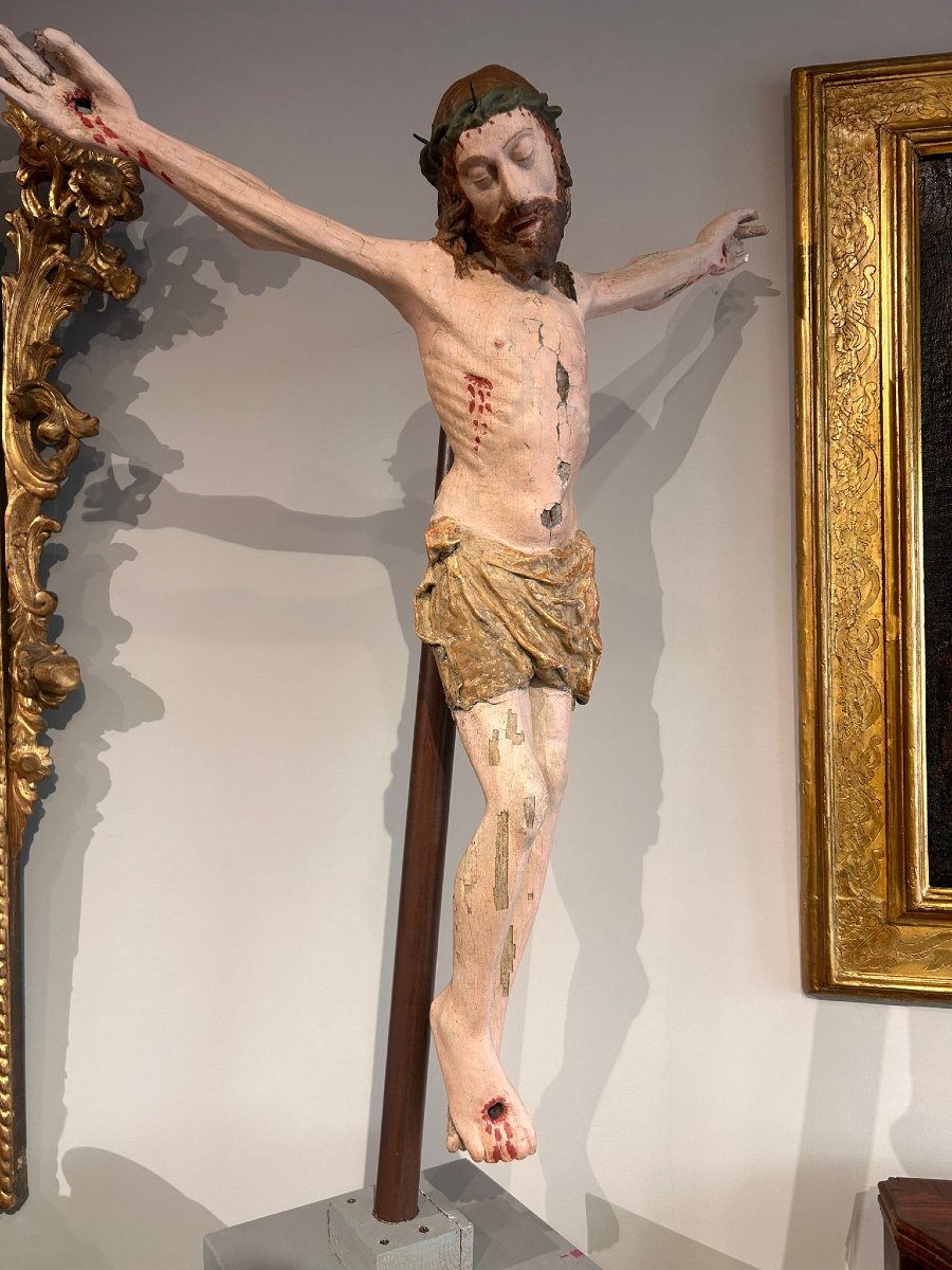 "Cristo patiens" in legno con policromia originale, Italia centrale primi del XVIs.-photo-2