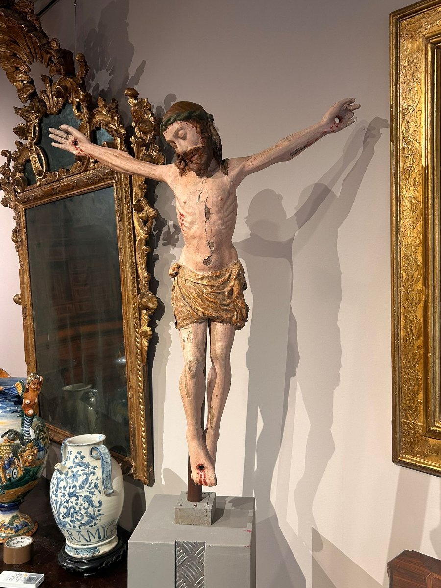 "Cristo patiens" in legno con policromia originale, Italia centrale primi del XVIs.-photo-8