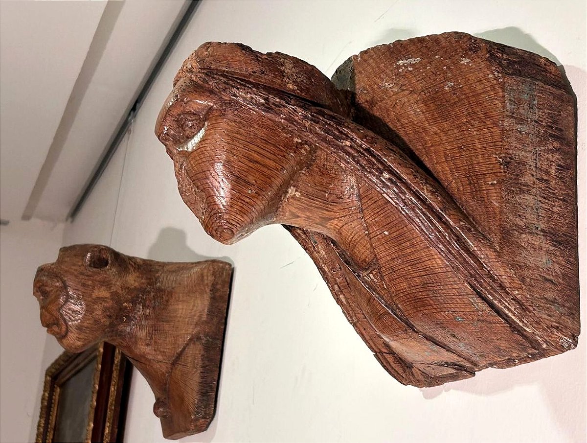 Coppia di elementi architettonici di figure fantastiche, Arte nordica dei primi del XVI secolo.-photo-4