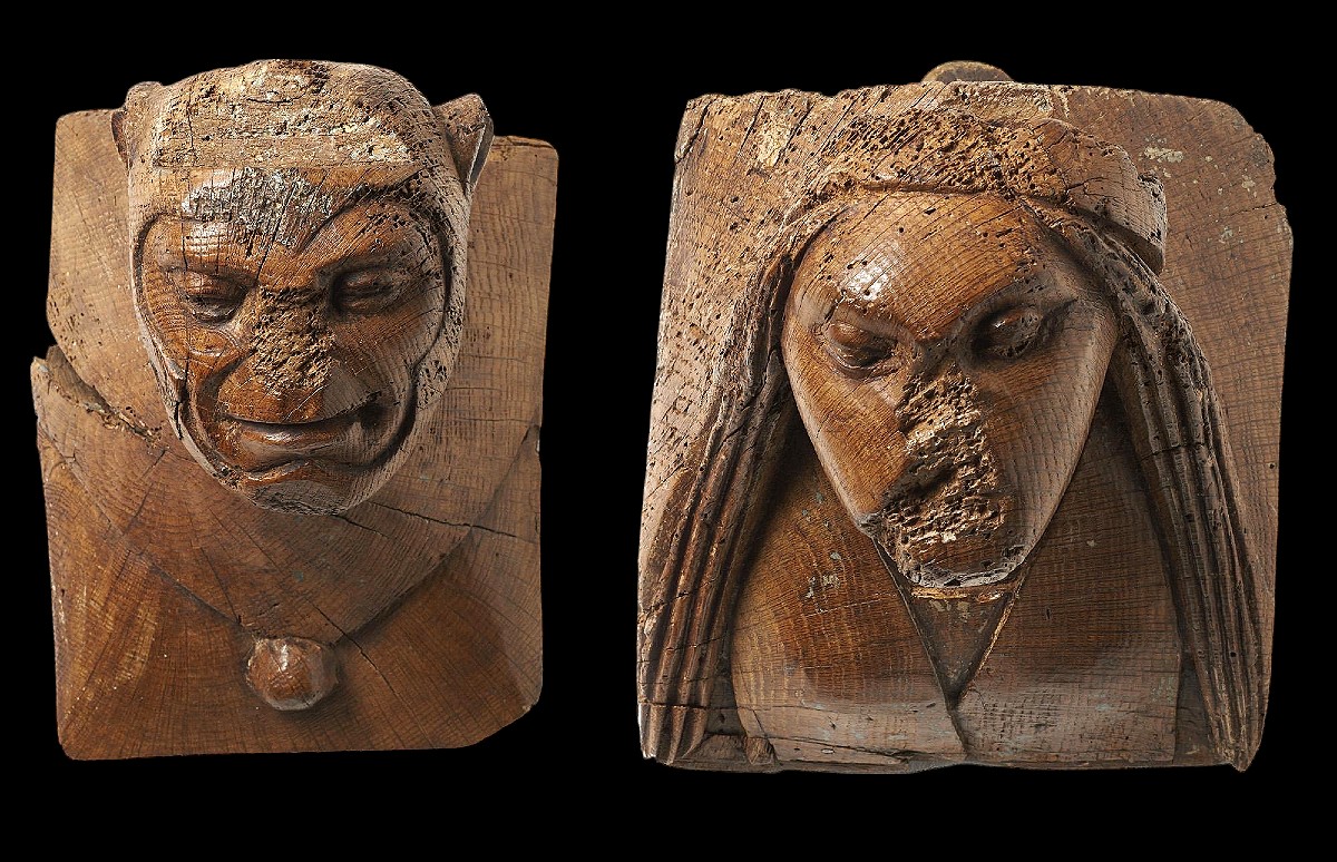 Coppia di elementi architettonici di figure fantastiche, Arte nordica dei primi del XVI secolo.