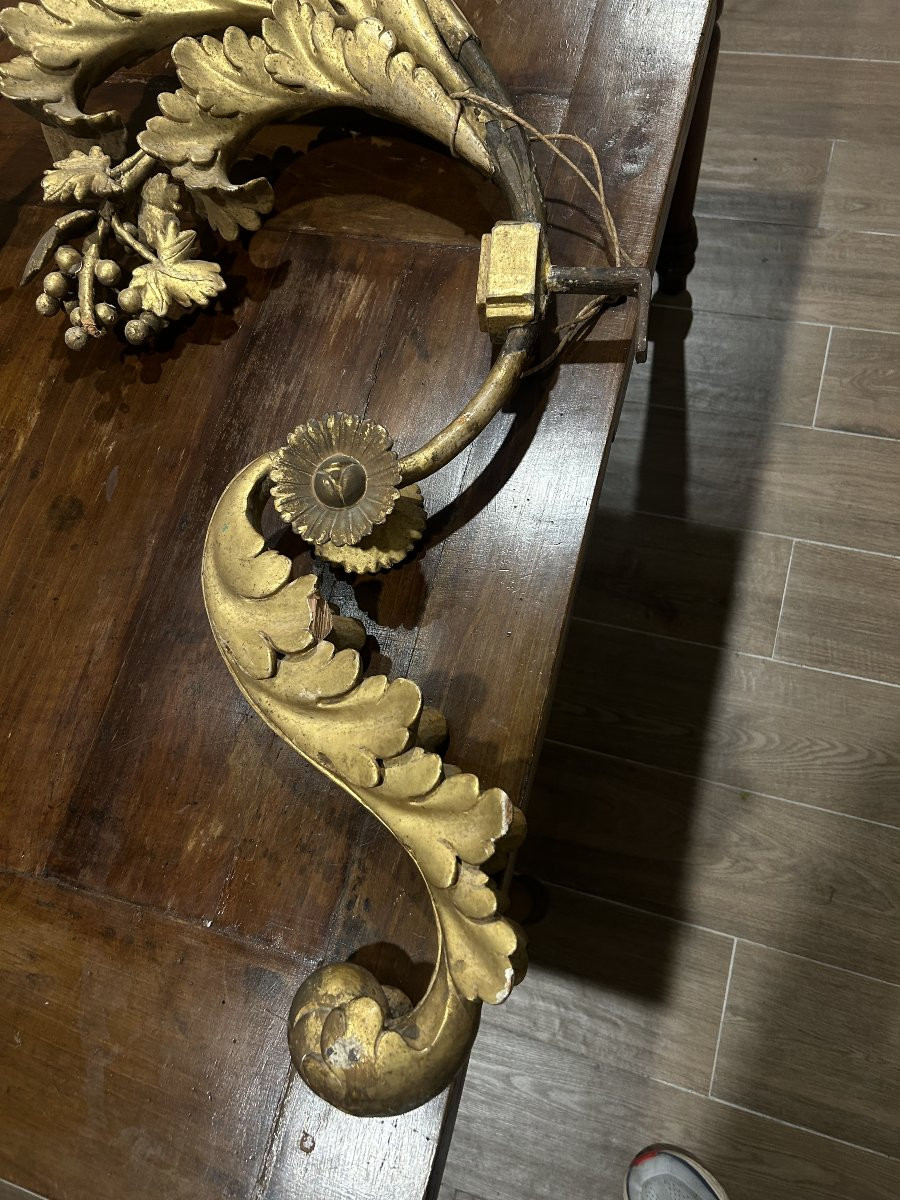 Importanti torcieri da palazzo dorati e riccamente intagliati, Italia centrale del XVII secolo.-photo-4