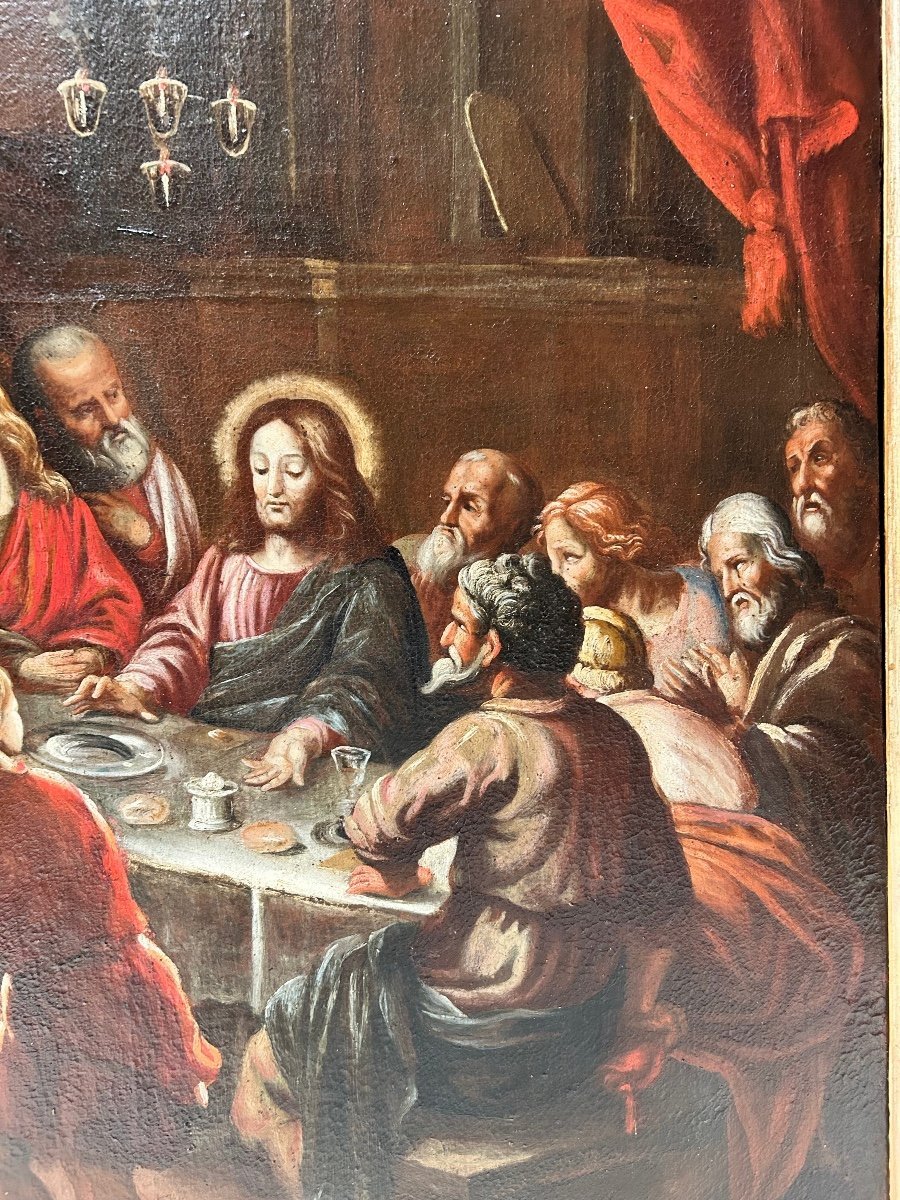 "Ultima cena", scuola dei Bassano fine del XVI - primi del XVII secolo. ( 88 cm x115 cm)-photo-3