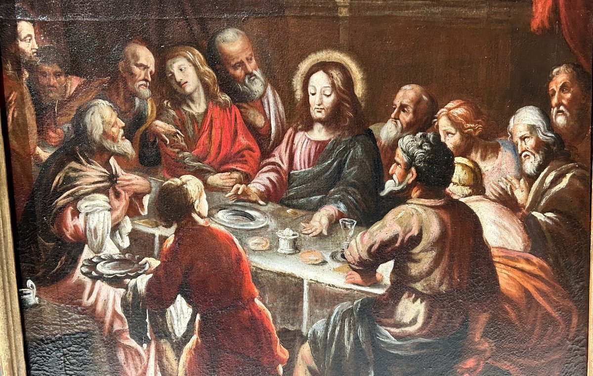 "Ultima cena", scuola dei Bassano fine del XVI - primi del XVII secolo. ( 88 cm x115 cm)-photo-3