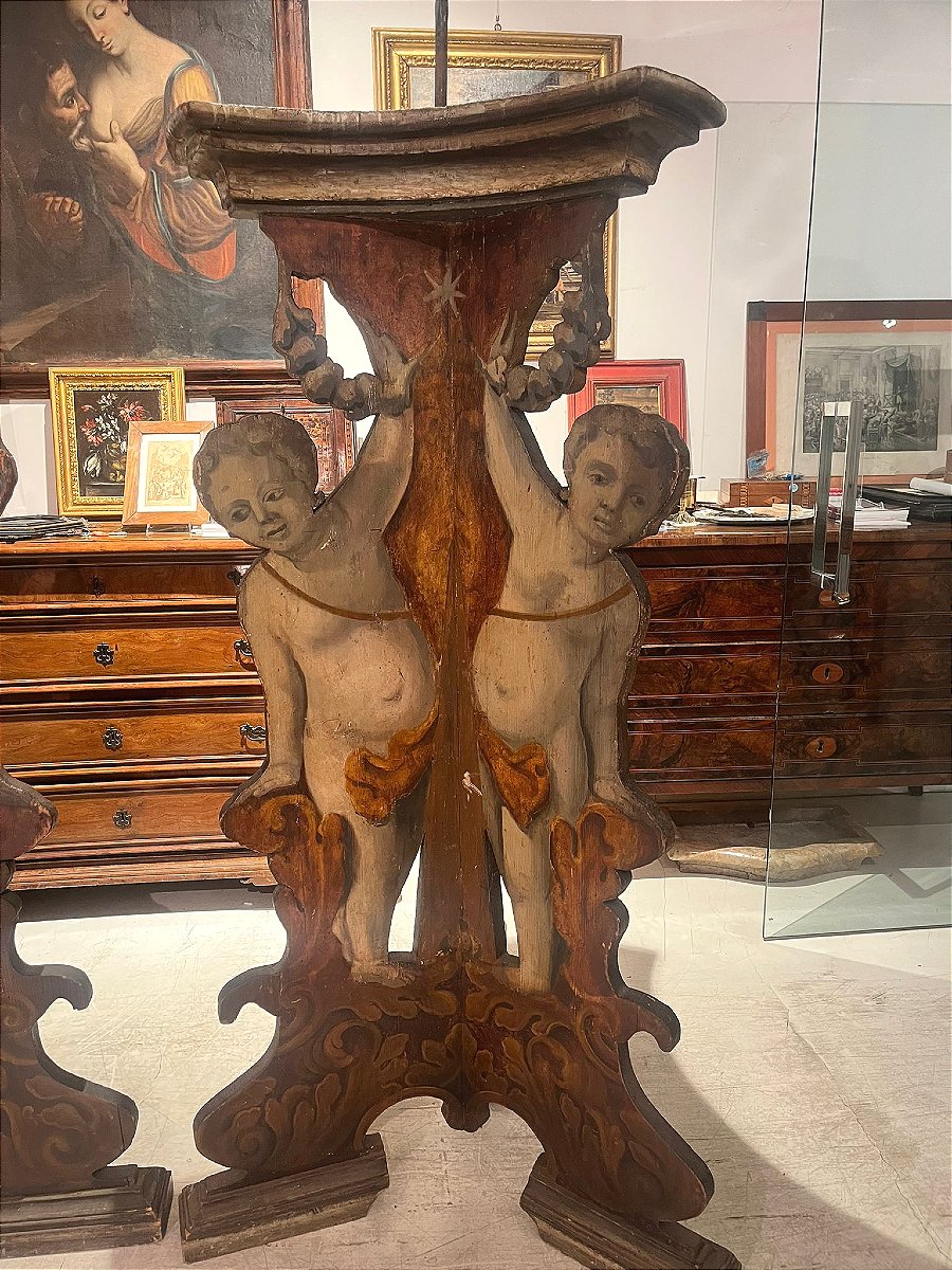 Rara coppia di candelieri reggi-cero da palazzo. Toscana, metà del XVII secolo.-photo-2