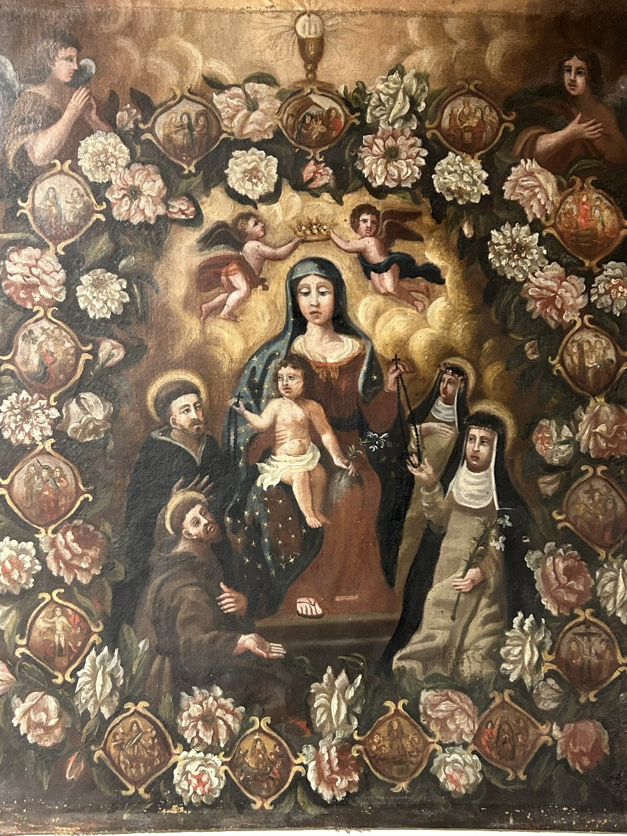 Dipinto devozionale della fine del Seicento, Italia centrale, 81cm x 97cm.-photo-2