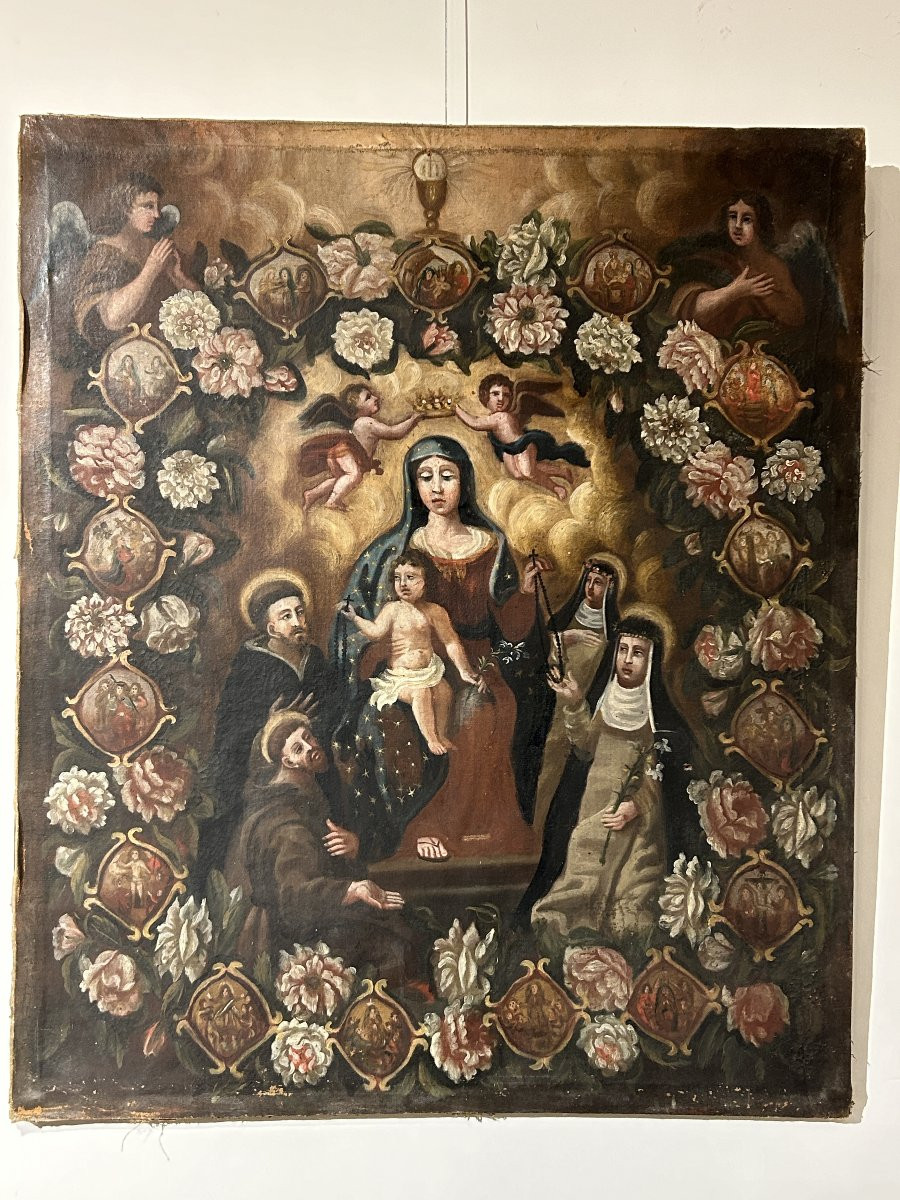 Dipinto devozionale della fine del Seicento, Italia centrale, 81cm x 97cm.-photo-1