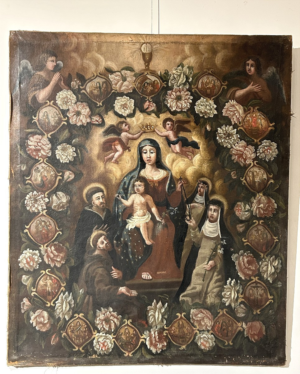 Dipinto devozionale della fine del Seicento, Italia centrale, 81cm x 97cm.