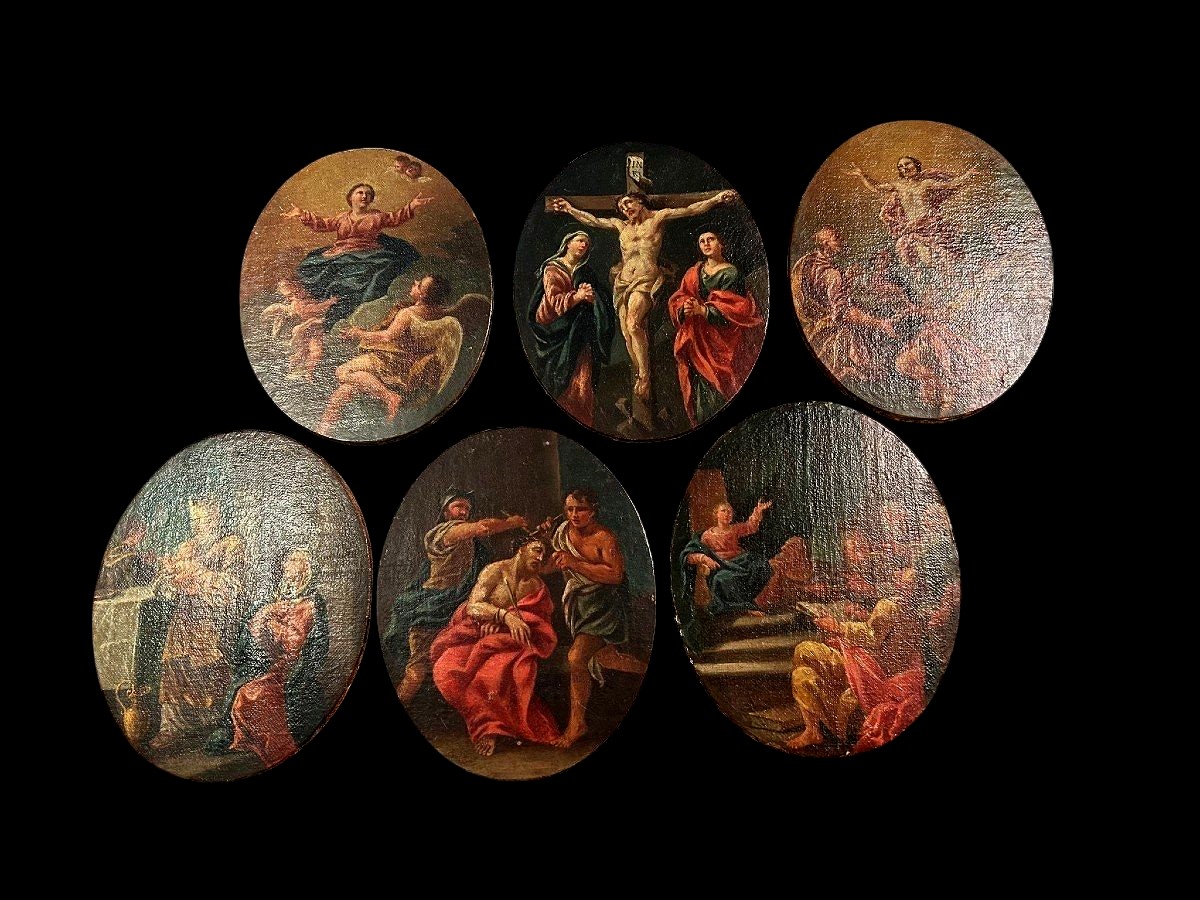 Gruppo di 6 scene dai "misteri del Rosario" - Area Italia centrale, XVII secolo.-photo-4