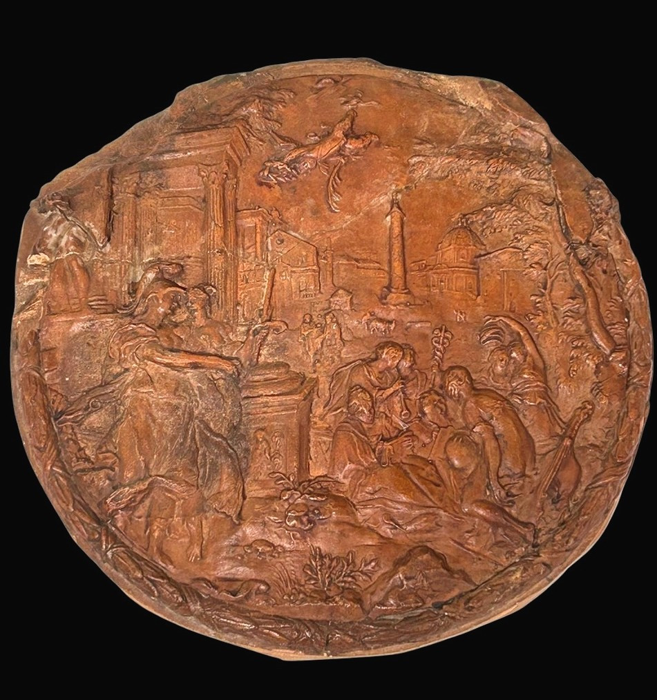 Athena introduce la pittura alle arti liberali, modello in terracotta dei primi del XVIIs.