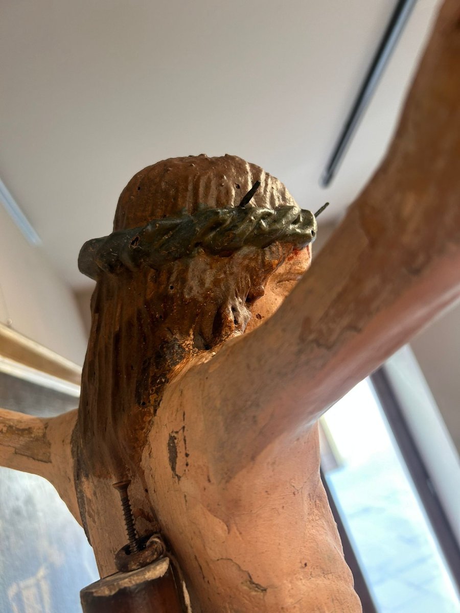 "Cristo patiens" in legno con policromia originale, Italia centrale primi del XVIs.-photo-5