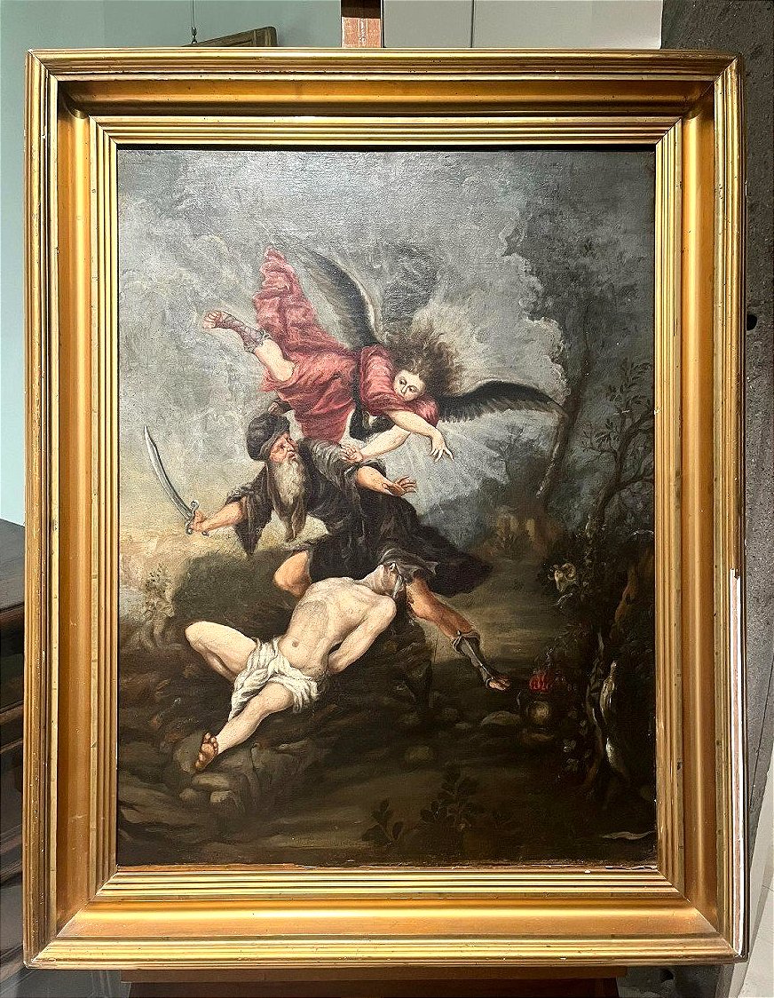 Sacrificio d'Isacco - olio su tela di scuola toscana, 2a metà del XVII secolo-photo-2