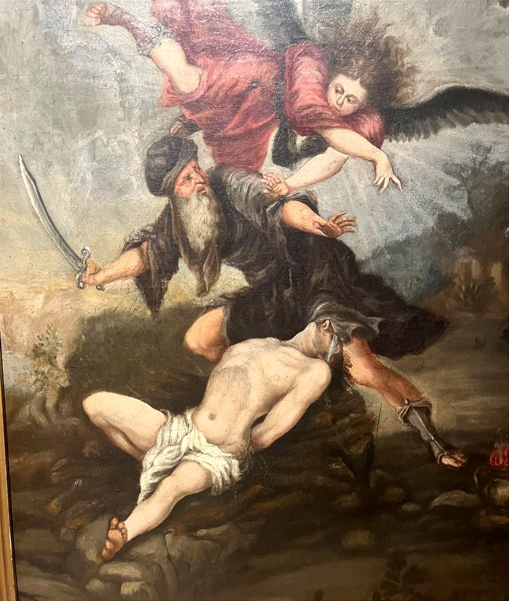 Sacrificio d'Isacco - olio su tela di scuola toscana, 2a metà del XVII secolo-photo-3