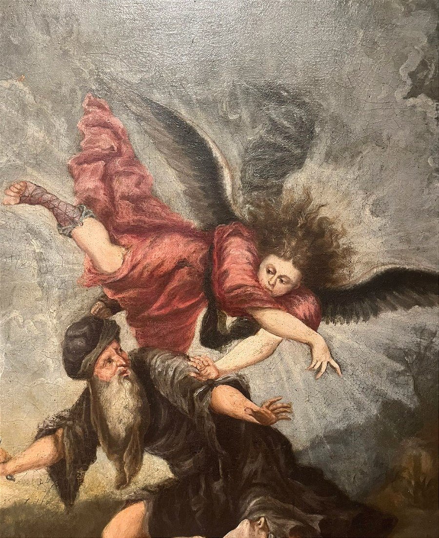 Sacrificio d'Isacco - olio su tela di scuola toscana, 2a metà del XVII secolo-photo-1