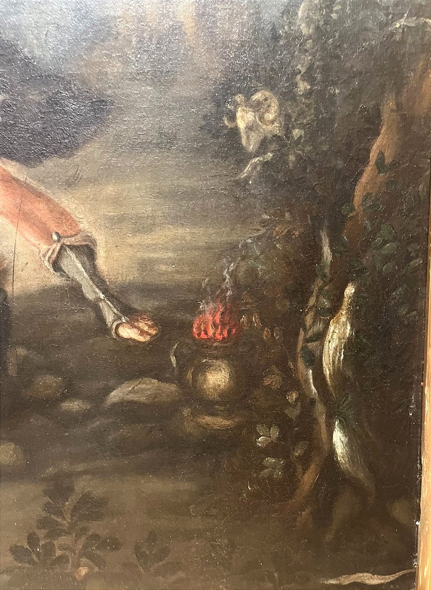 Sacrificio d'Isacco - olio su tela di scuola toscana, 2a metà del XVII secolo-photo-2