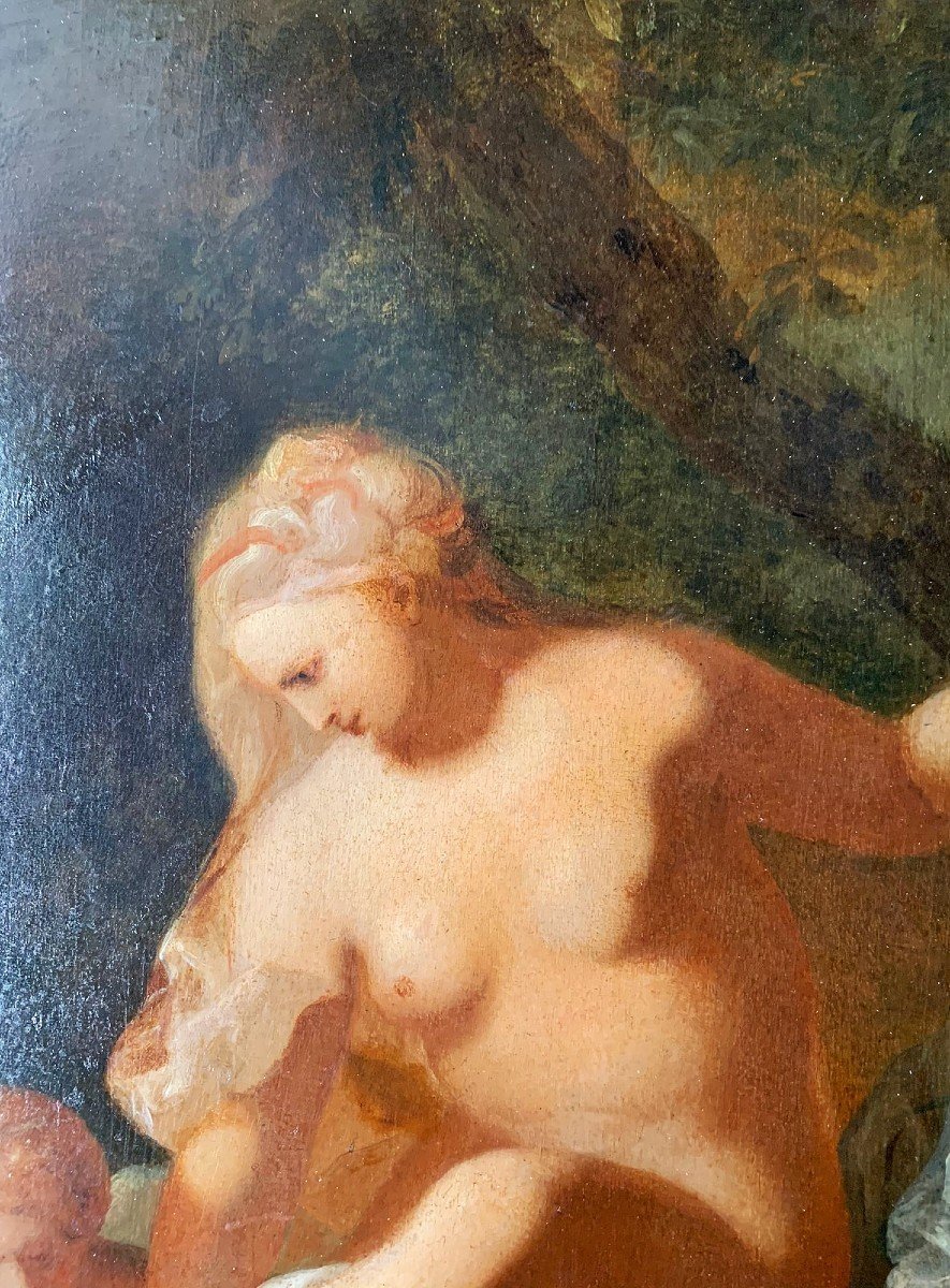 Toilette Di Venere, Interessante Olio Su Tavola. Pittore francese da studiare, inizio del XIXse-photo-2